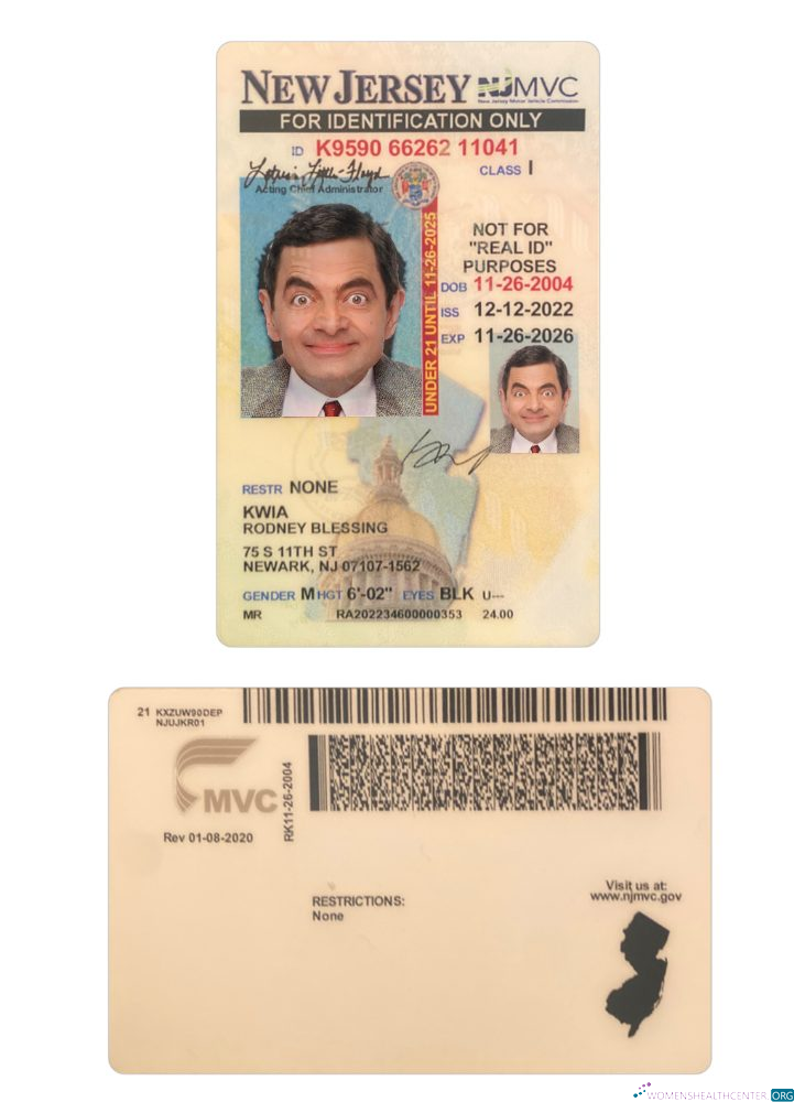 Download USA New Jersey under 21 ID card Photoshop template